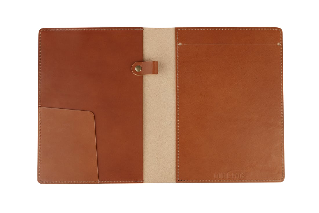 Interior of Tan Leather Padfolio